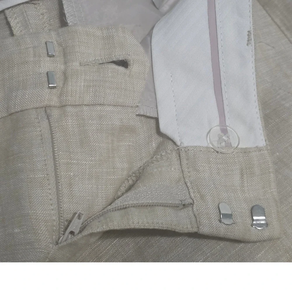 Banana Republic Martin‎ Fit Beige Linen Straight Leg Trousers Women's  Sz 2pa B1
